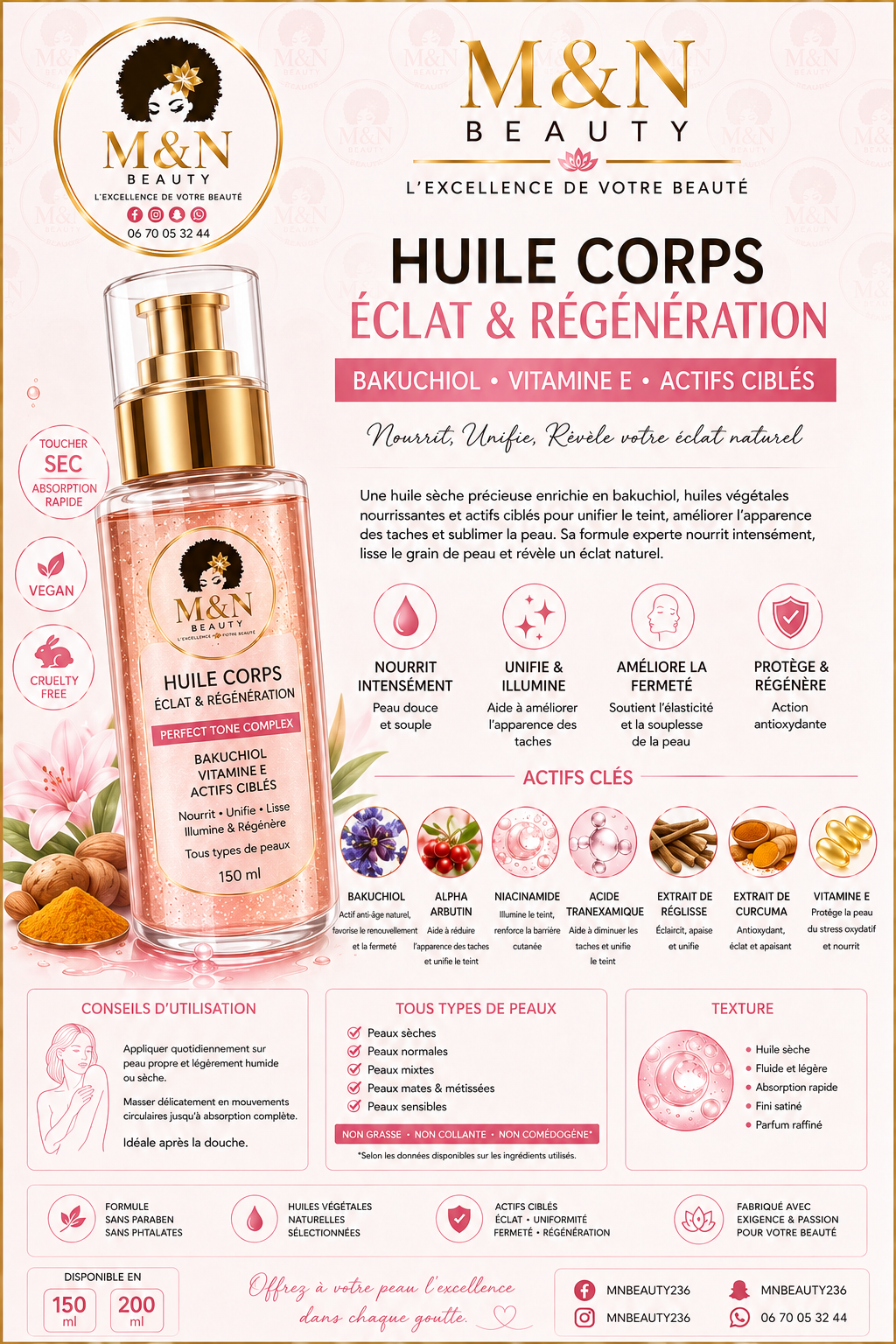 Huile Corps Éclat & Régénération – M&N BEAUTY