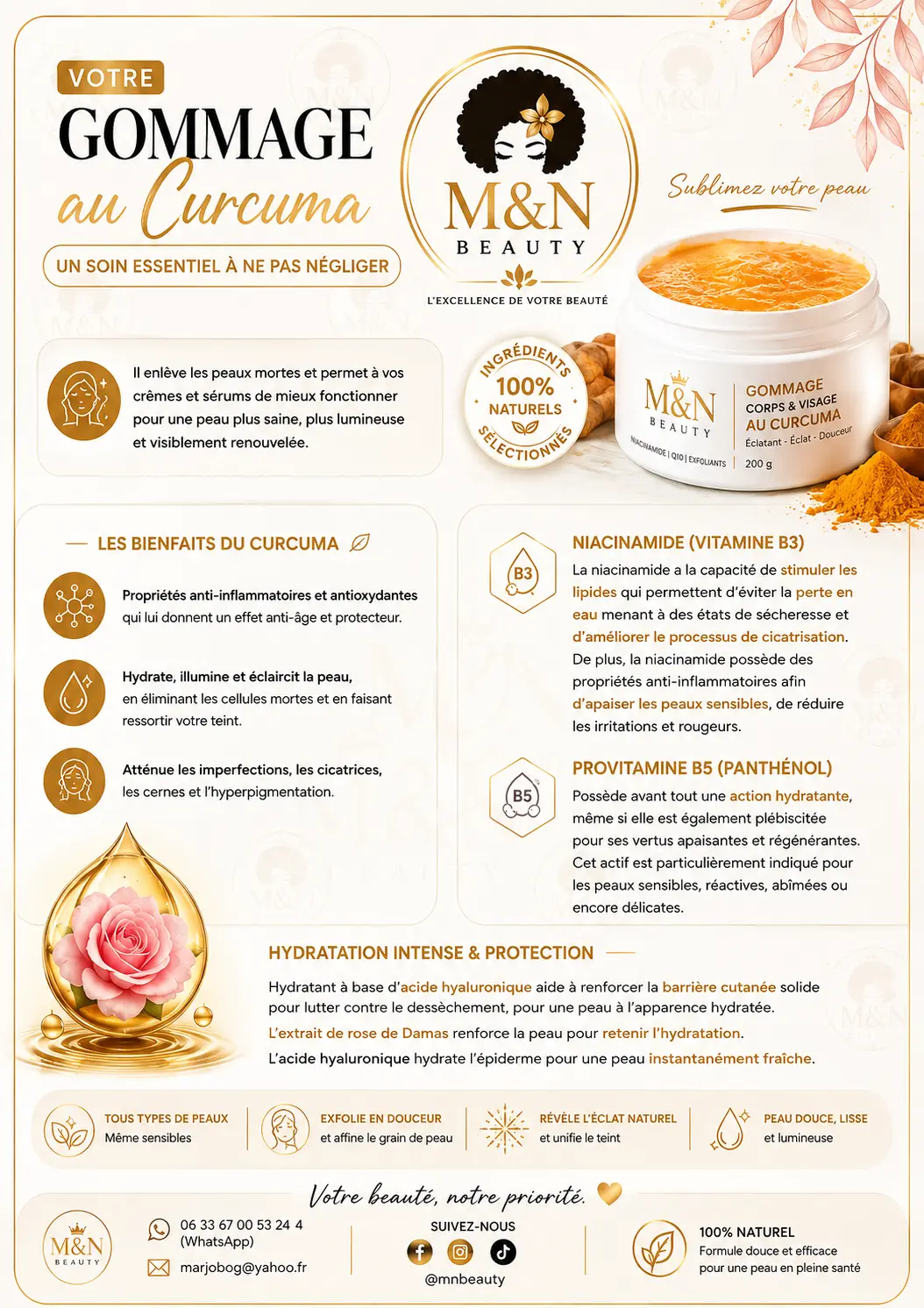 Gommage visage curcuma – M&N BEAUTY